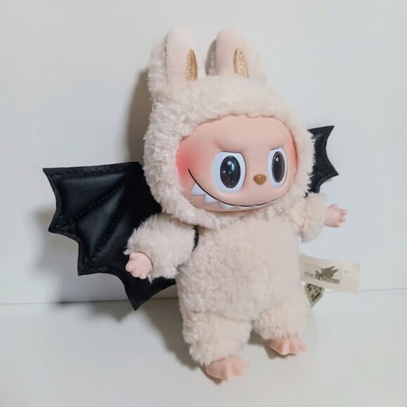 Custom Spooky Halloween Bat Dress and Faux Leather Bat Wings Made to fit Labubu - Picture 5 of 5